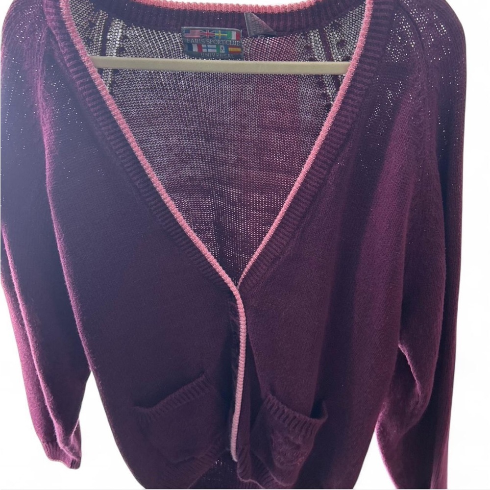 Vintage Women's Burgundy oversized Cardigan Sweater